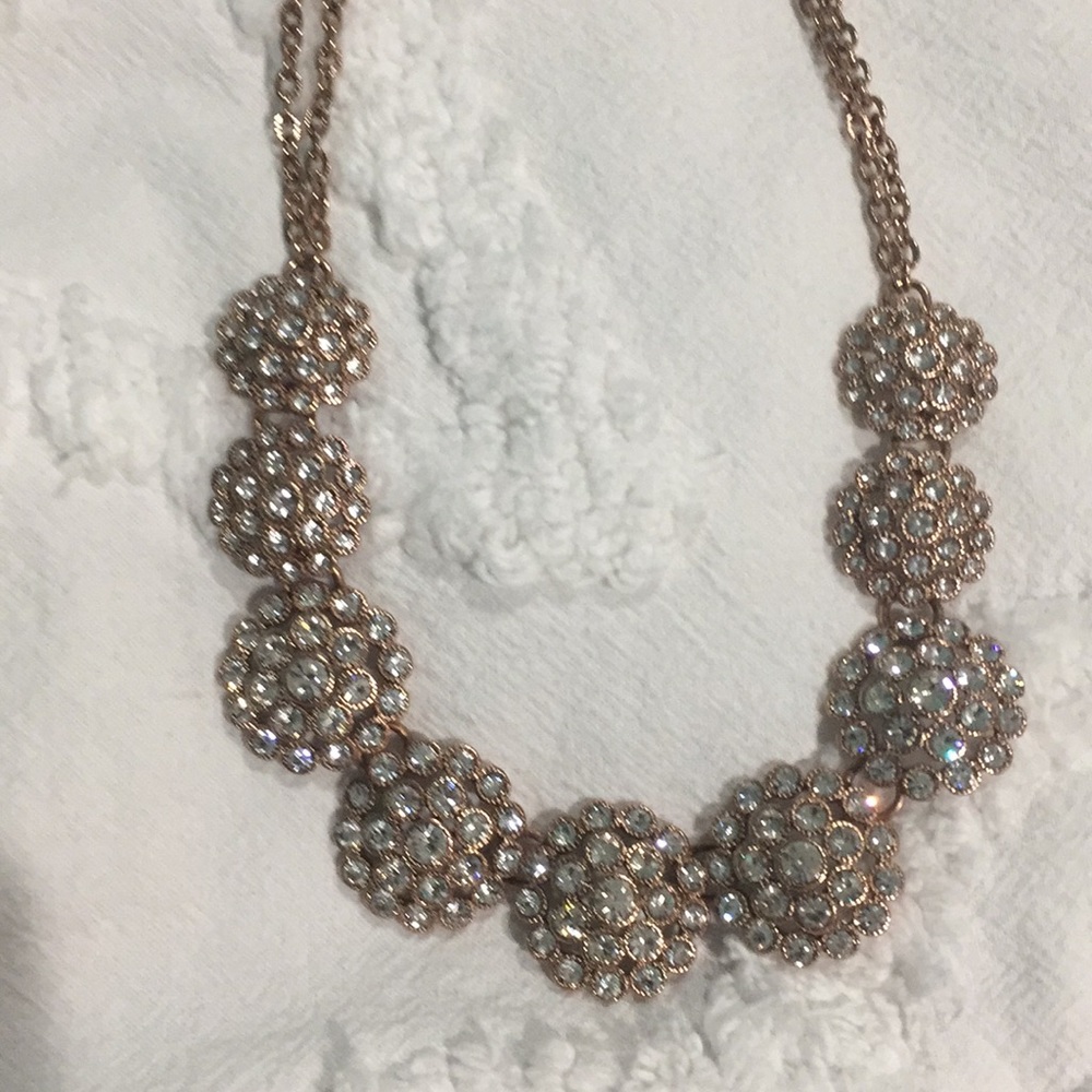 Trifari Pave Crystal-like Stones Necklace with pink gold tone plating
